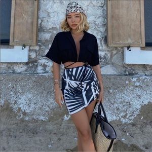 Zara printed draped skirt